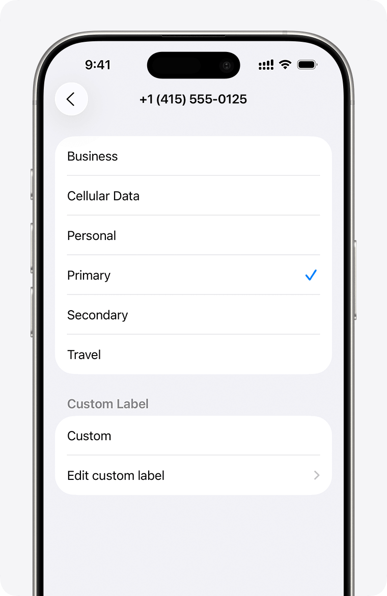 Dai un nome alla linea — iPhone cellular plan labels